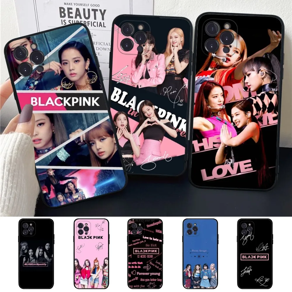 

B-BLACK P-PinkS K-Kpop Phone Case For IPhone 14 11 12 13 Mini Pro XS Max Cover 6 7 8 Plus X XR SE 2020 Funda Shell