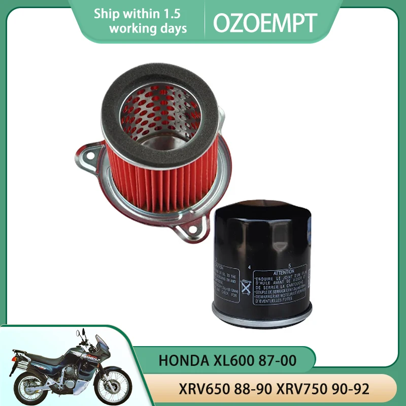 

OZOEMPT Motorcycle Air & Oil Filter Set Apply to XL600 87-00 XRV650 88-90 XRV750 90-92