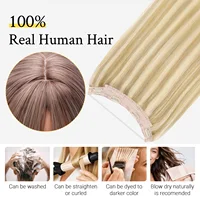 Fil dans les Extensions de cheveux cheveux humains ligne de poisson droite Extensions de cheveux de Fusion naturelle avec Clips Extensions de cheveux de trame pour les femmes 2
