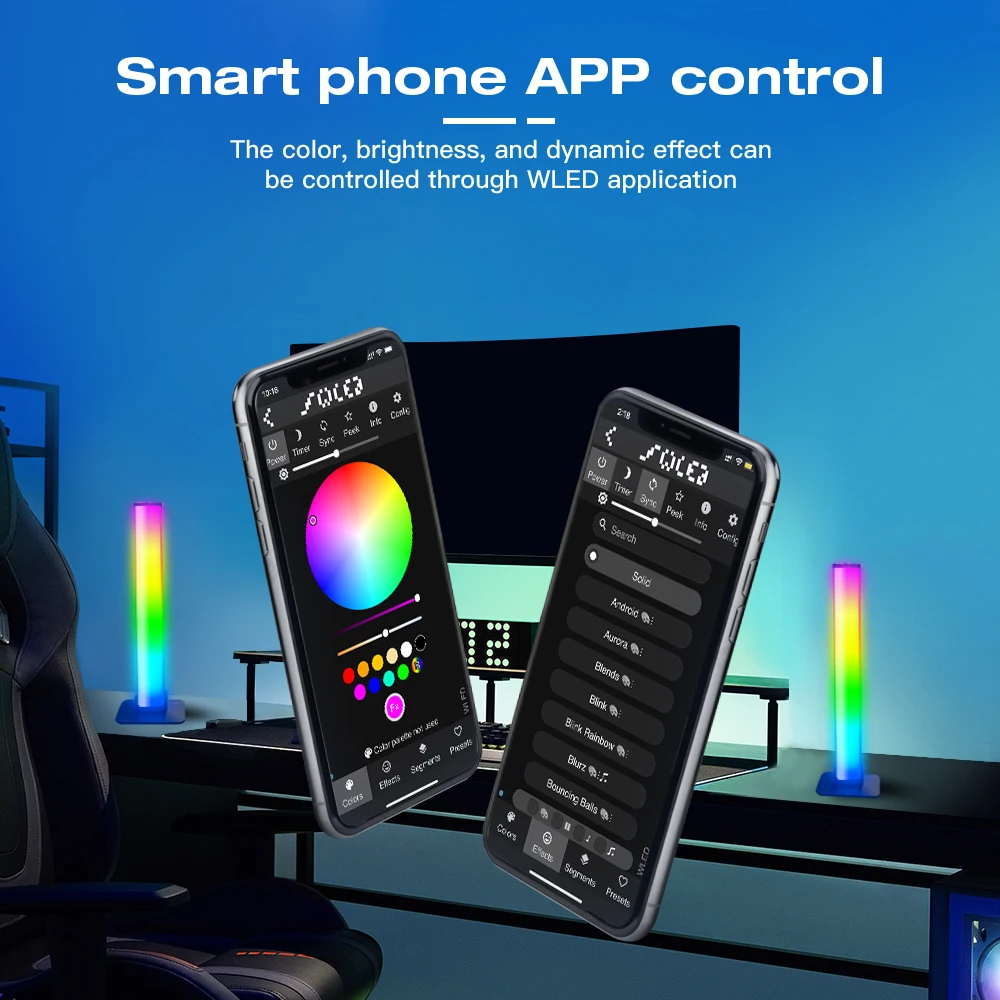 GLEDOPTO WLED 라이트 바 디지털 RGB IC 컬러 LED WiFi APP Alexa EchoControl DC5V USB 마이크 음악 모드 DIY 동적 조명
