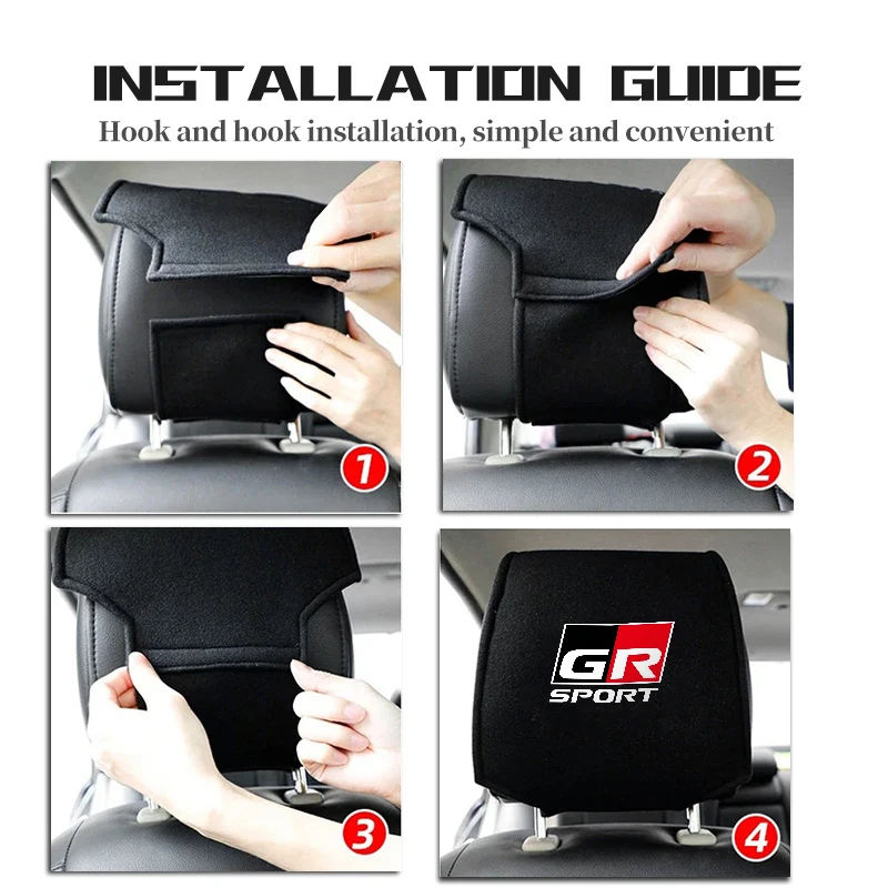 자동차 머리 받침 커버 시트 헤드 베개 목 머리 받침 커버 도요타 GR MN Hilux Aygo TDR Yaris Corolla Rav4 CHR Auris