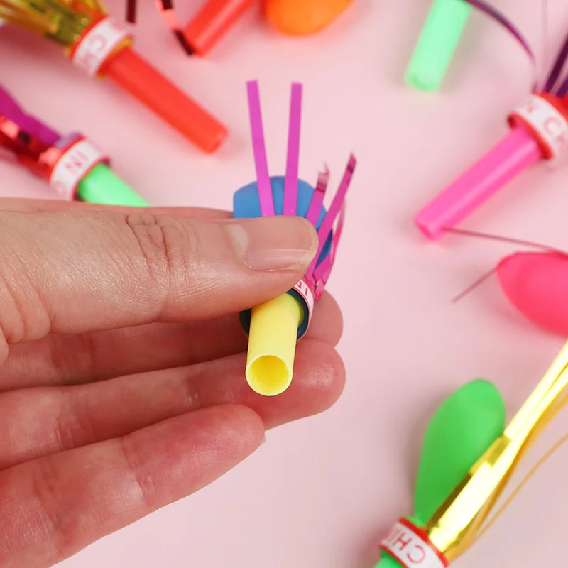 50/100Pcs Mini Blow Out Whistles with Balloon Kids Birthday Party Favors Pinata Fillers Noise Maker Christmas Boy Girl Gift Toys