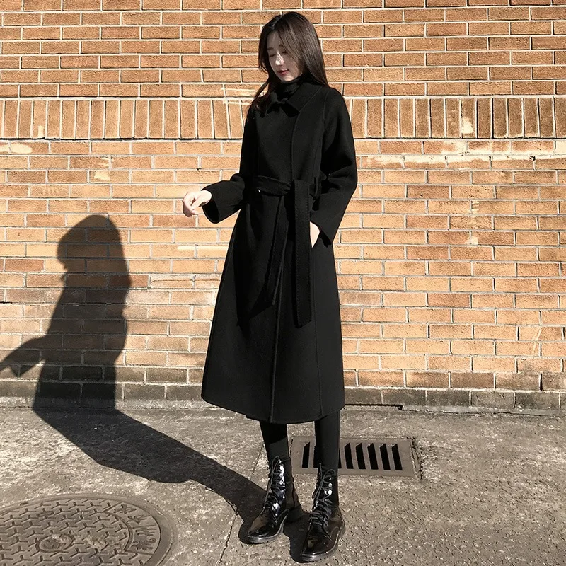 

Double Sided Wool Coat, Long Slim Fit And Slimming New High-End Knee Length Woolen Sweater For Women