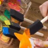 50Pcs Foam Brush Painting Sponge Tool with Handle Wood Grip Lightweight DIY Sponge Paint Pens for Acrylics Painting DIY Crafts 5