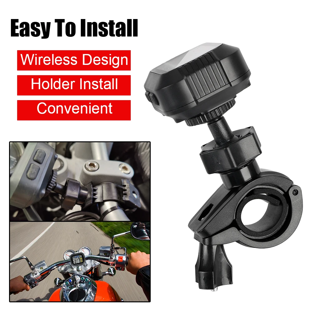 Digital Motorcycle TPMS Clock Temperature Alarm LCD Colorful Display Tire Pressure Monitoring System With 2 External