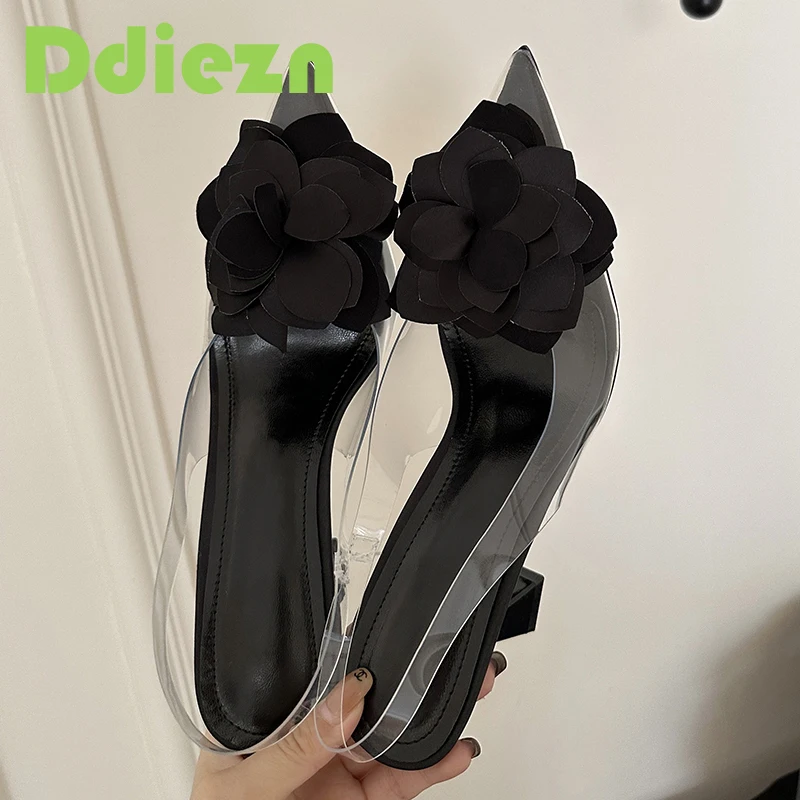 

Женские босоножки на высоком каблуке, черные босоножки с острым носком, лето 2024