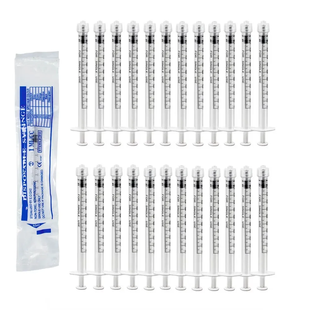 100 Stück 1 ml/cc sterile Einweg-Luer-Lock-Spritze, einzeln verpackte Kunststoffspritze für den Laborgebrauch