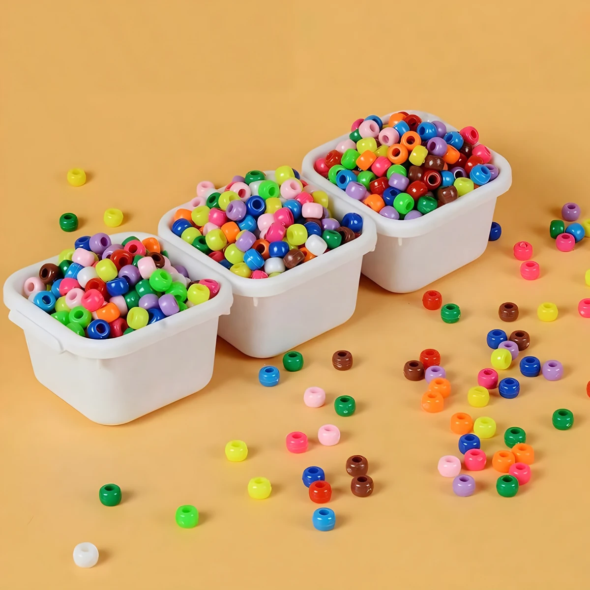 1000 pezzi di colori misti perline di Pony con foro grande per la creazione di gioielli fai da te per bambini artigianato braccialetti di amicizia perline portachiavi fornure  36