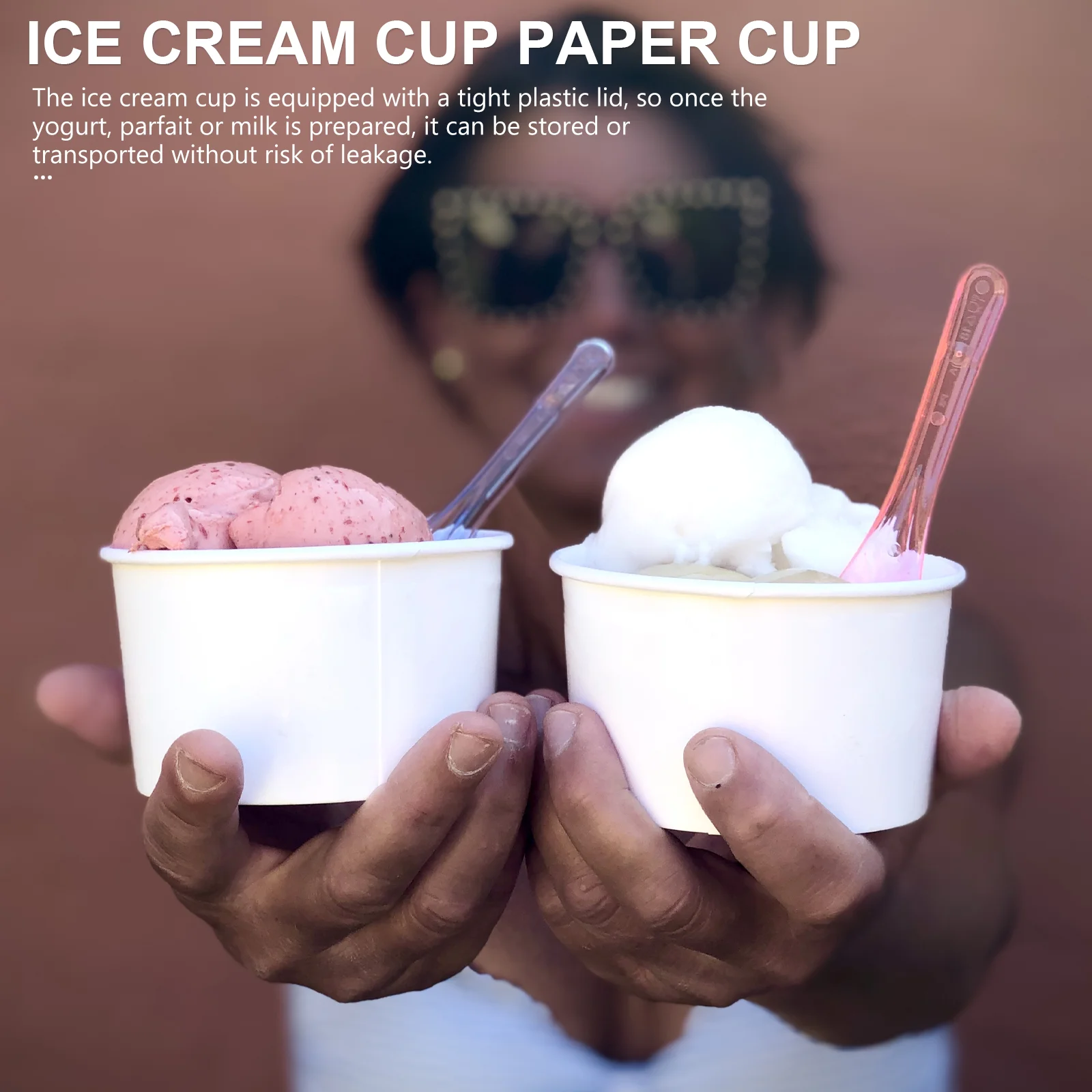 

100 Pcs Ice Cream Cup Paper Mousse Cake Cups Summer Pudding Yogurt Dessert Container