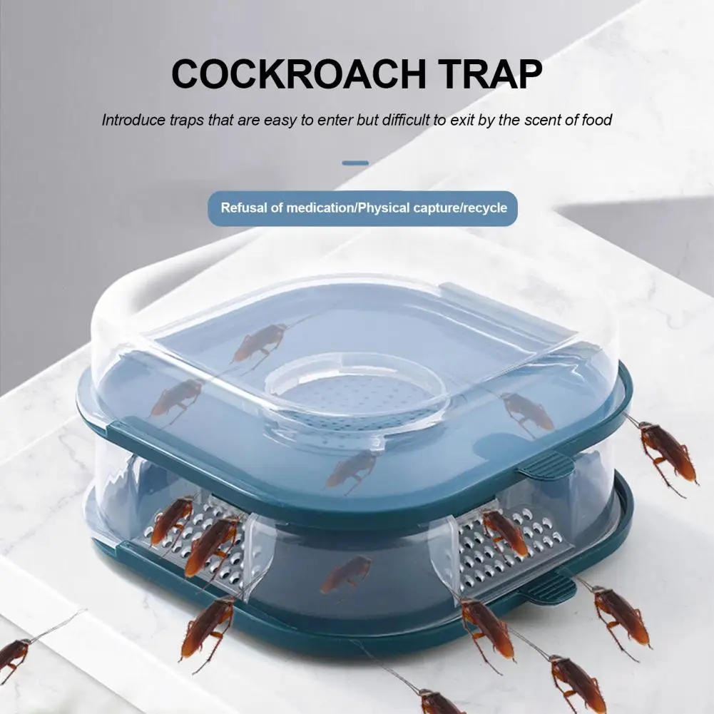 

Cockroach Trap Transparent Cover Wide Entrance Porous Design 360 Degree All Round Lure Cockroach Catch Box Kitchen Supply