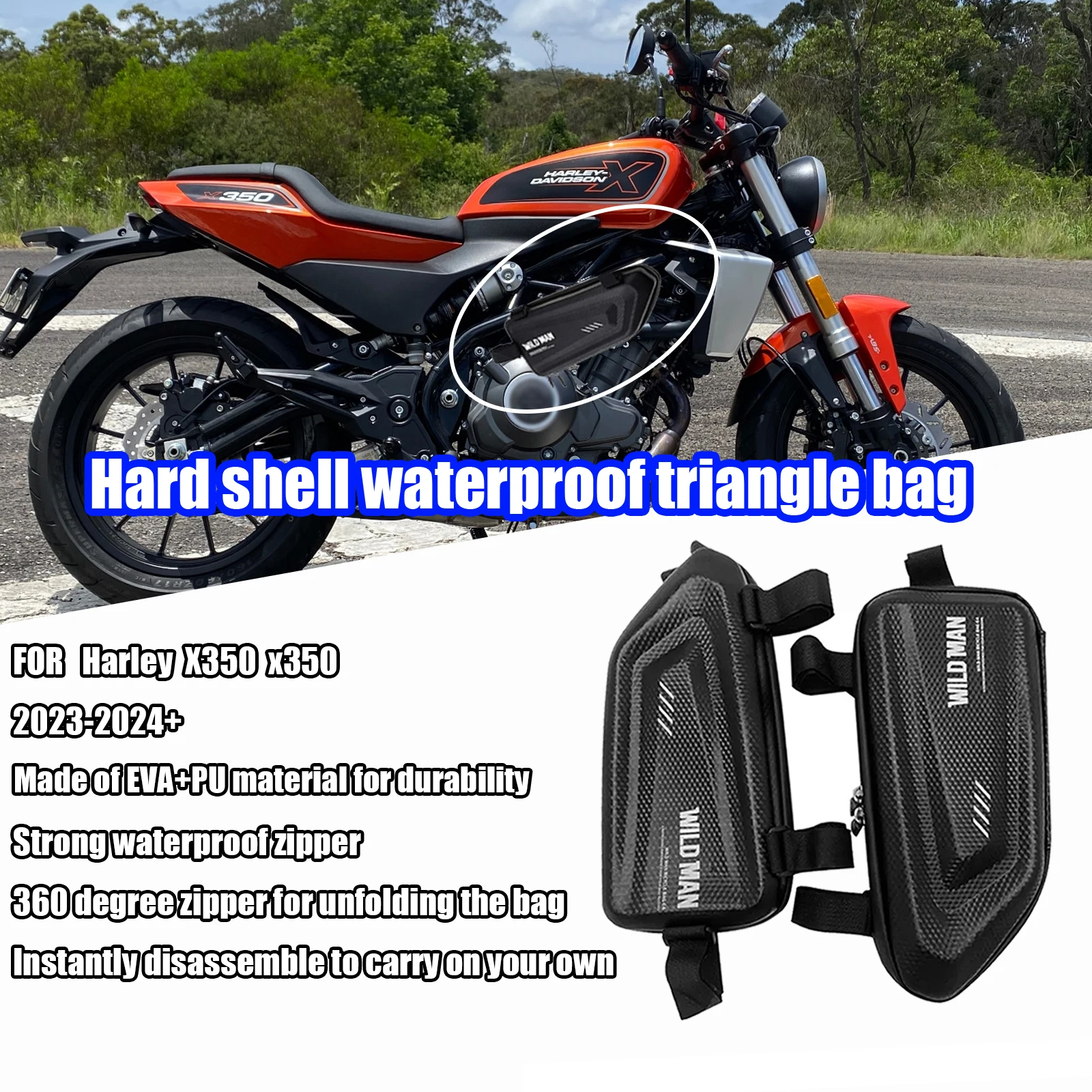 PENTRU X350 geantă laterală modificată pentru motocicletă, geantă laterală triunghiulară impermeabilă, geantă rigidă x350, accesorii pentru motociclete_voghion.com