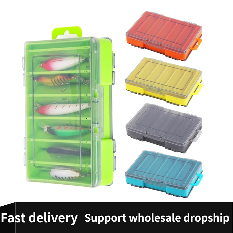 14 Compartments Large Fishing Tackle Box Double Sided Case Bait Lures Hook  Container Plastic Storage Case Multi-Grids Box Pesca