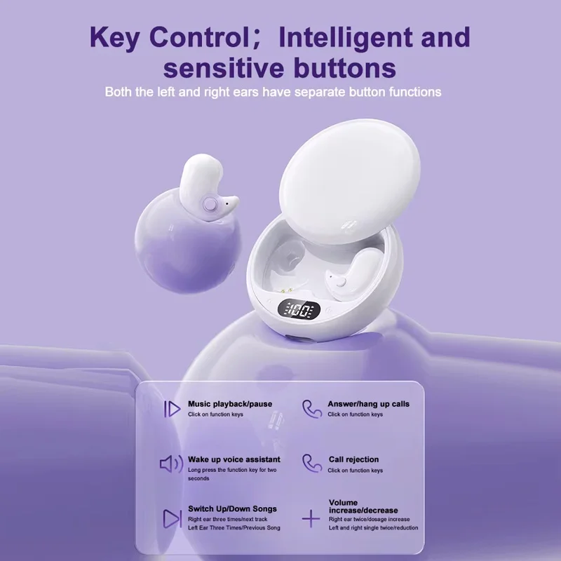 Y36 Bluetooth 5.3 Wireless Headphones TWS In-Ear Invisible Sleep Earbuds With Mic Noise Cancelling Earphones HIFI Music Headset 5