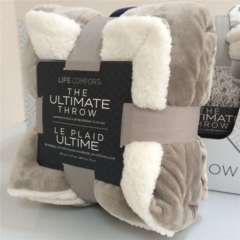 

Costco Blanket Lifecomfort Ultimate Lambswool Nap Sofa Blanket Cover Quilt Flannel lamb wool