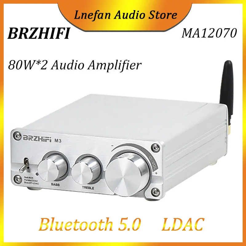 

BRZHIFI Audio Power Amplifier MA12070 80W*2 Mini 2.0 HiFi Sound Amplifier Bluetooth 5.0 QCC5125 DAC AMP Support LDAC APTX-HD