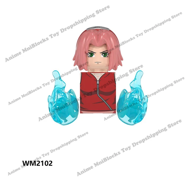 WM6105 WM6106 WM6107 WM6108 WM6109 Naruto blocks anime bricks Sasuke Kakashi mini action toy figures Assemble toys kids gifts Burgundy