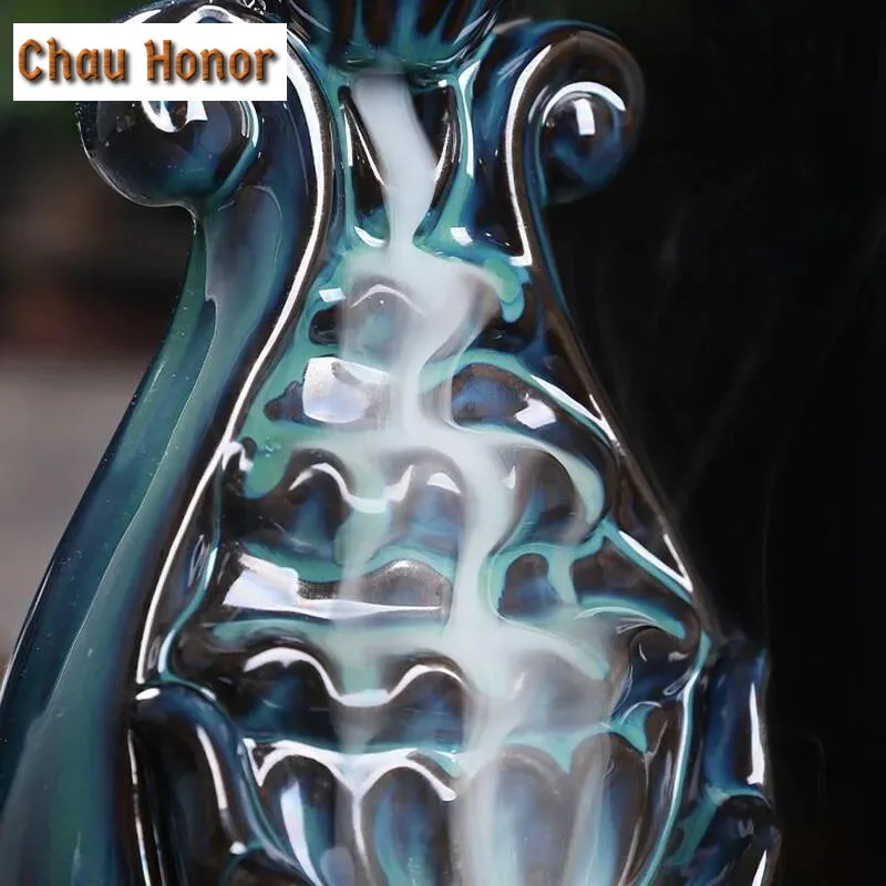 Incense Burner Ceramic Backflow Censer Backflow Aromatherapy Incense Censer Holder for Home Reading Room Clouds Sea and Mountain