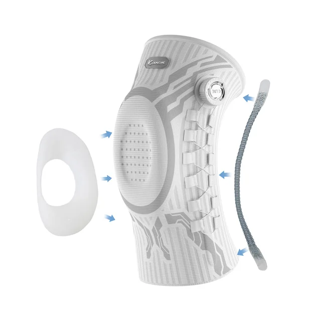 Kuangmi Smart Knob Knee Brace with Patella Gel Pad and Lateral Stabilizer, Compression Knee Brace for Exercise (Single), KMh752