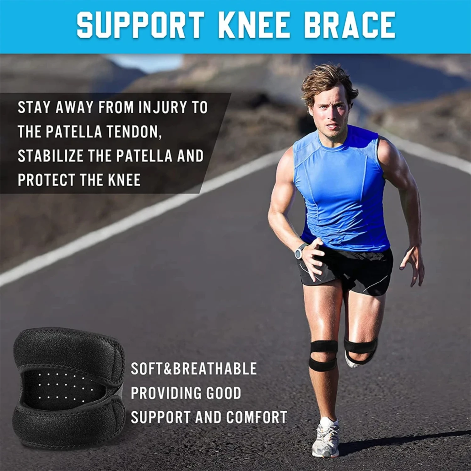 1PC Sports Knee Support Double Patella Belt Elastic Bandage Sport Knee Pads Protector Band soccer basketball Open Brace