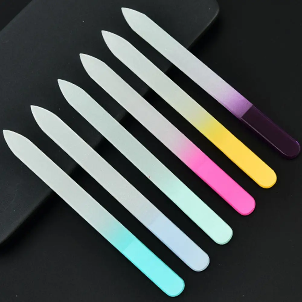 

Polished Colored Crystal Glass Nail File Sandblasted Buffer Manicure Tools Durable Multifunction
