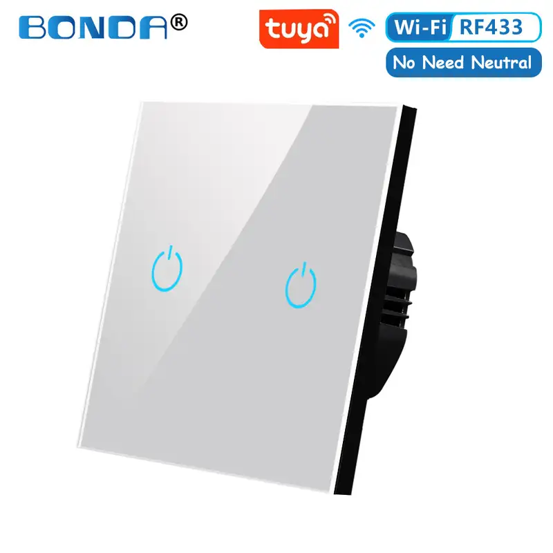 BONDA Smart Switch Alexa RF433 No Neutral Tuya Control Works With Google 1/2/3 Gang Smart Life Home Light WiFi Touch Switches 86 - Image 16