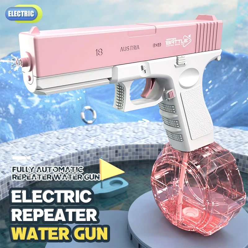 

Water Gun Electric Pistol Shooting Kids Toy Large Capacity Full Automatic High Pressure Summer Beach Splashing Toy Adults Gifts