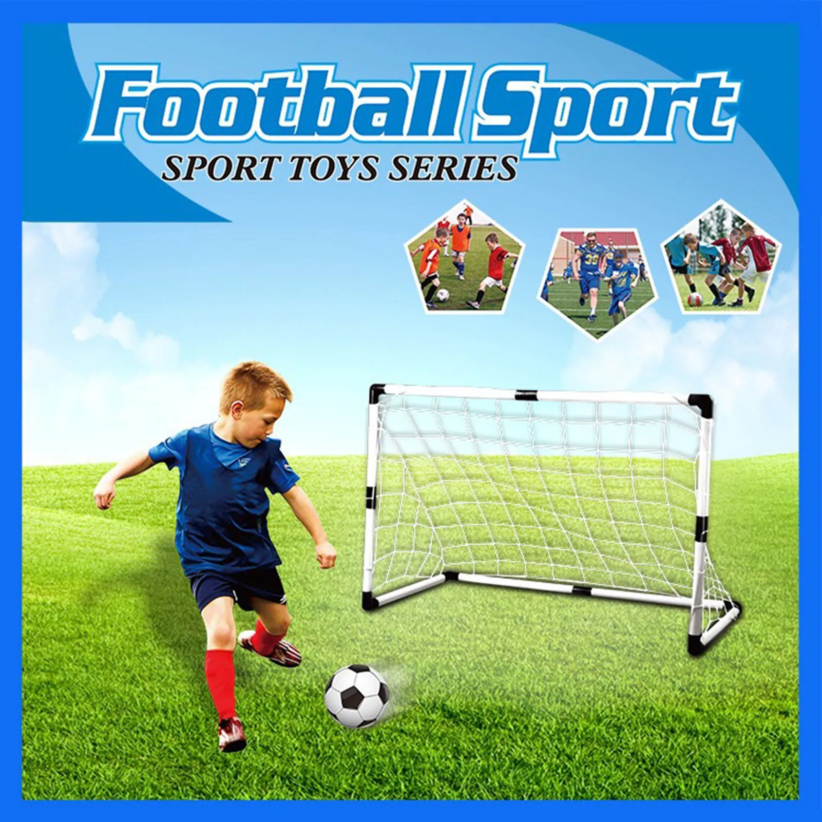 Mini ballon de Football pliant d'intérieur, ensemble de filet de but, pompe de Sport pour enfants, jeu d'extérieur à domicile, jouet cadeaux d'anniversaire pour enfants en plastique
