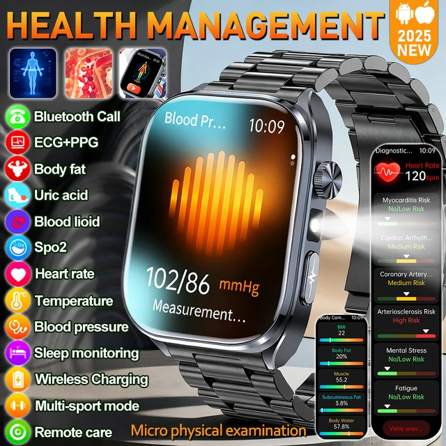2026 New Smart Watch laser therapy health conditioning Blood oxygen Pressure Uric Acid Blood lipid ECG Smartwatch for Man Women