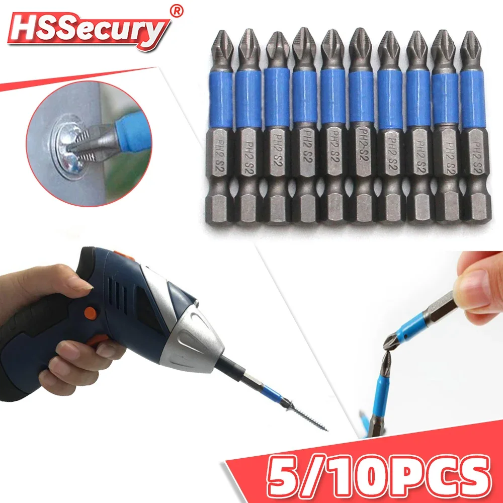 

5/10Pcs 50mm PH2 Cross Bit Drill Head Screwdriver Bits Hand Tools Anti Slip Electric Hex Shank Magnetic Screwdriver Drill Bit