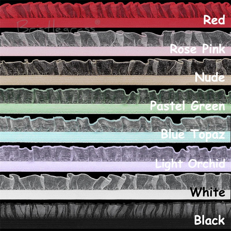 BRISTLEGRASS Rüschen-Spitzenbesatz, elastisch, 5/8 Zoll, 15 mm, Organza-Tüll, Spandex-Band, Haargummi, Stirnband, Kleid, Nähen, 5, 10, 50 Yard – Detail 3