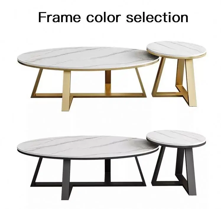 Rectangle White Marble Stainless Steel Coffee Table In Gold For Home oval coffee table