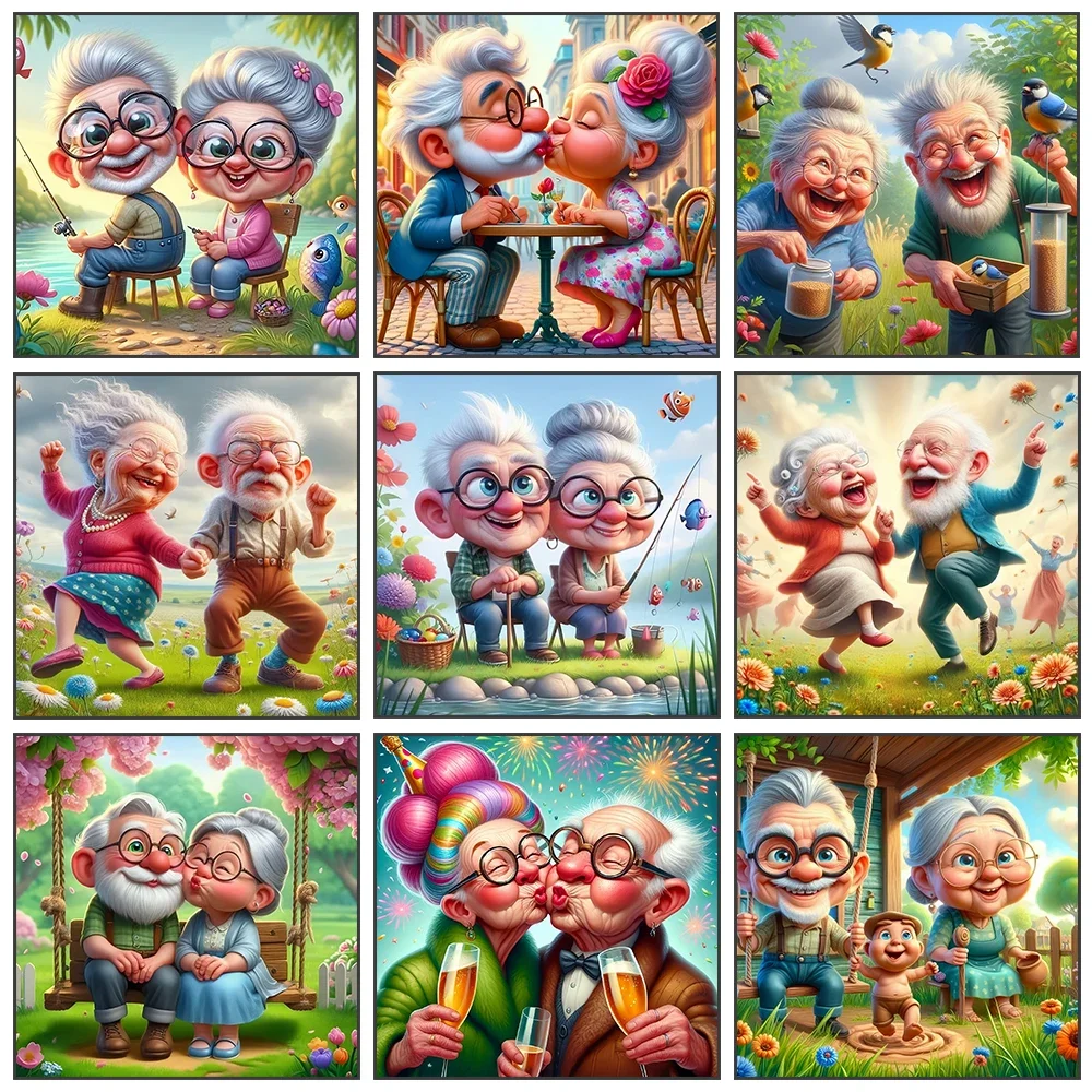 5D DIY Diamond Painting Grandma Grandpa Full Square Round Embroidery Portrait Mosaic Rhinestones for diamond painting,diamond art painting kit,diamond painting set