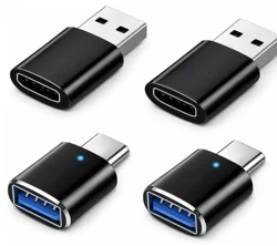 USB Adapter 4 - Pack - Versatile Dual USB - C to USB - A Converter Set (Mixed 4pcs black)