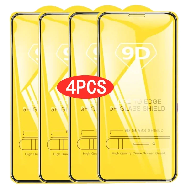 

1-4PCS 9D Screen Protector Tempered Glass for IPhone 14 12 11 Pro Max 12Mini Protective Glass for IPhone 13 X XR XS Max 7 8 Plus
