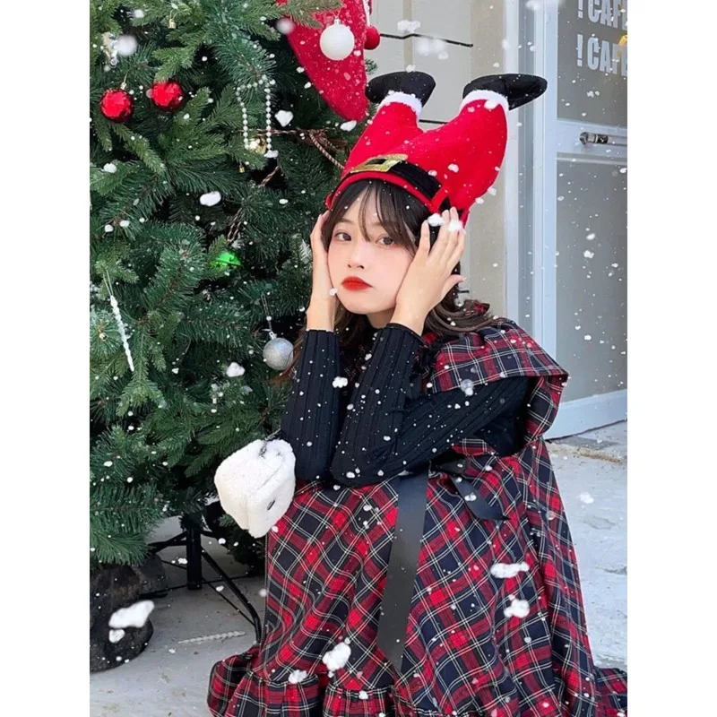 Christmas Hat Christmas Tree Elk Gingerbread Man Old Man Snowman Apple Head Hat Cute Y2K Gift Party Photo Dress Up Shopping Prop