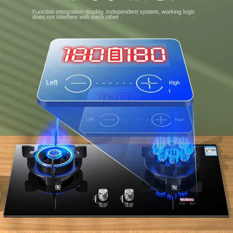 Fierce Fire Double Stove Desktop embedded Reversible furnace head Bottled liquefied gas pipeline natural gas Timing furnace 2