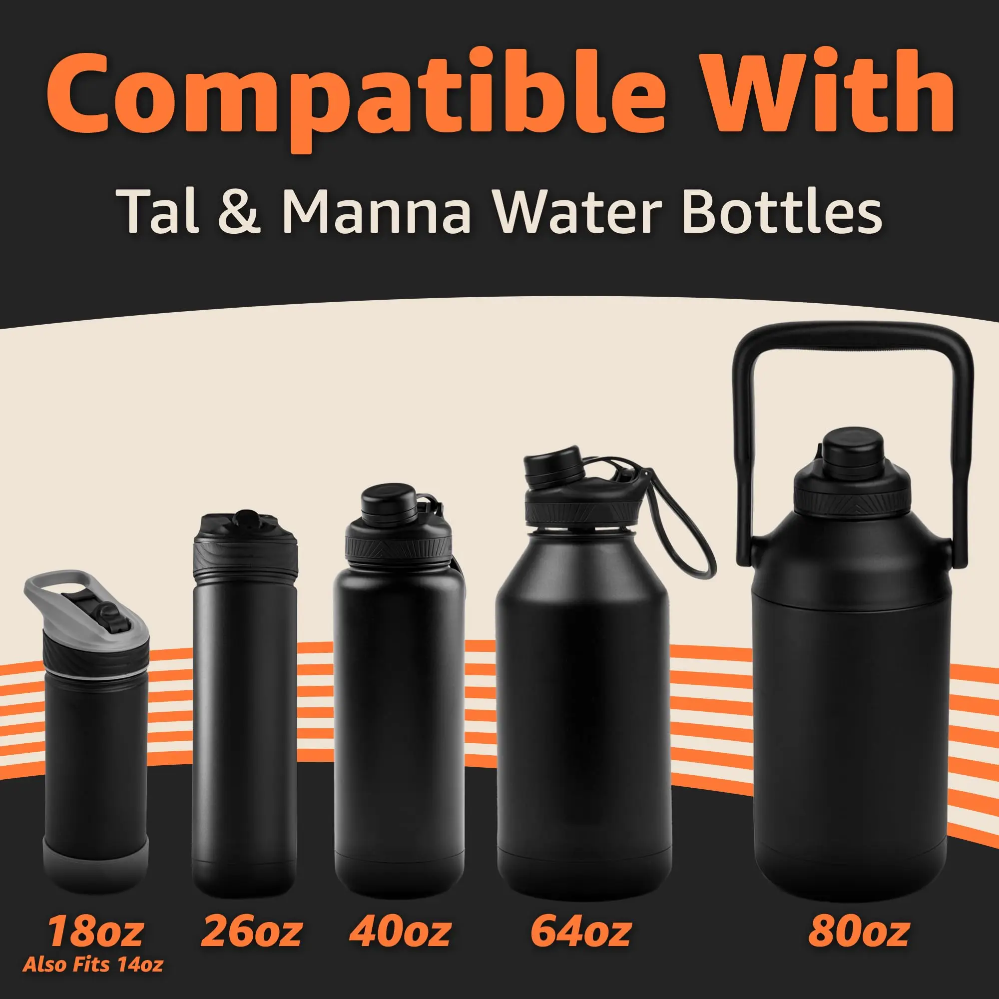 Replacement Lid for Tal Ranger Pro and Manna Water Bottles Fits 18, 26, 40, 64 oz Sizes Shatter Resistant Material Made of