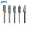 5pcs Carbide Burr Set Die Grinder Bits Rotary Files 1/4" 6.35mm Shank for Grinding Wood Metal Fits Dremel Reamer Tools 1