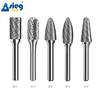 5pcs Carbide Burr Set Die Grinder Bits Rotary Files 1/4" 6.35mm Shank for Grinding Wood Metal Fits Dremel Reamer Tools 1