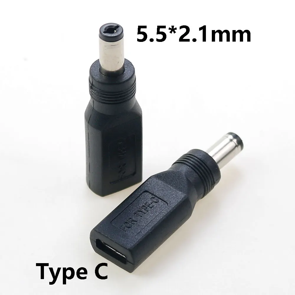 노트북 PC용 암-마이크로 USB C 타입 수 5 핀 DC 전원 플러그, 180 도 커넥터 어댑터, 5.5x2.1mm, 4.8x1.7mm, 1 개