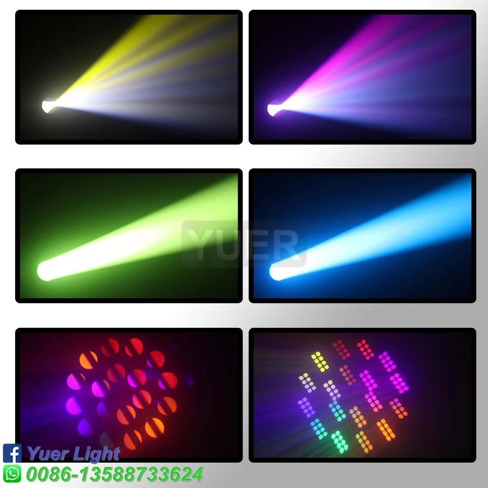 2Pcs/lot YUER 200W Power Bright Beam Spot Moving Head Stage Lighting 18 Prisms Rainbow Effect Dj Wedding Party Disco Gobo Light 6