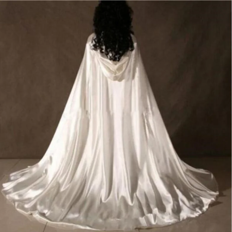 

Women's Ivory White Wedding Cape Bolero Fashion Wraps Bridal Accessories With Hooded Cloak Long Jackets Coat Custom Made