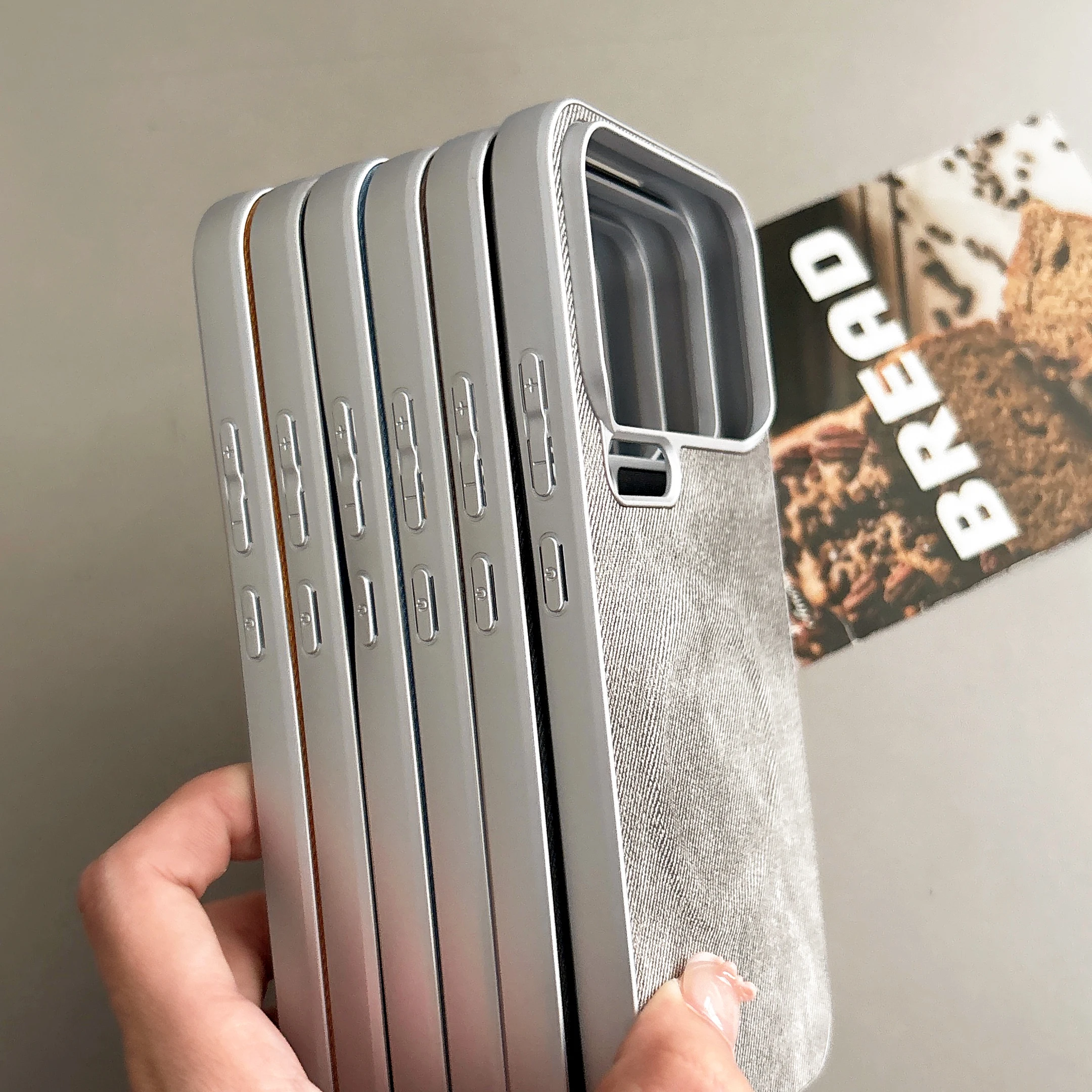 Luxurious Plated Denim Leather Case with Built-in Magnetic Suction and PC Cover Bumper