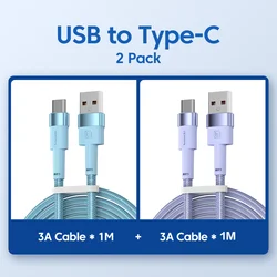 Toocki 2-Pack 3A USB-C Fast Charging Cable and Data Cord (Blue and Purpe)