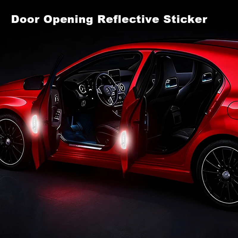 4PCS 반사 자동차 도어 스티커 오펠 아스트라 j 인시그니아 아스트라 g 코르사 자피라 b 모카 비바로 메리바 용 안전 개방 경고 스티커