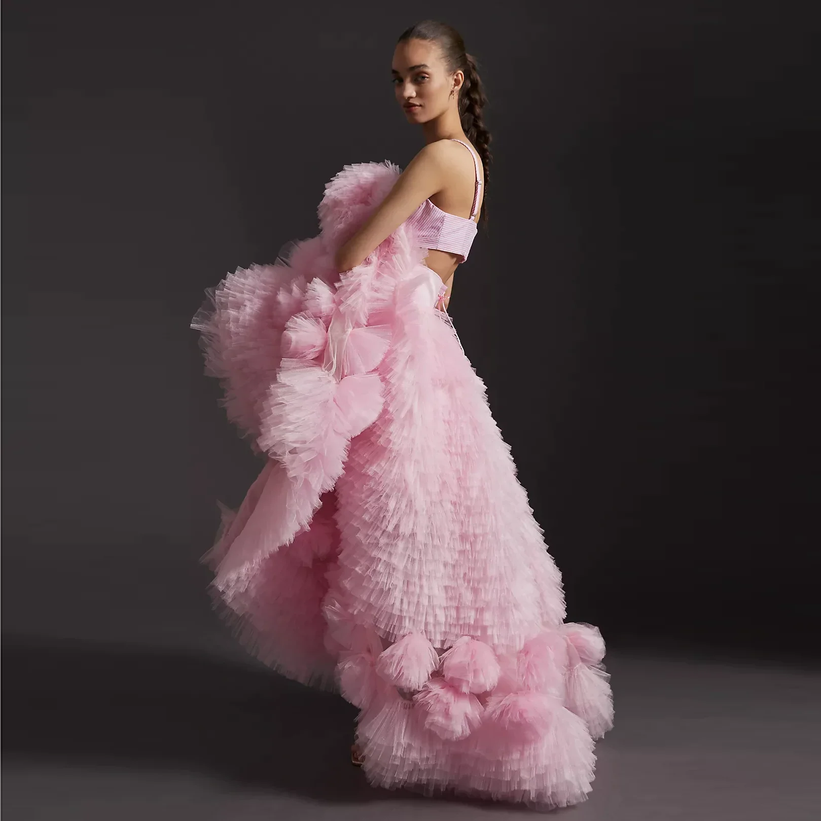 

Fashion Puffy Tulle Prom Skirt for Women Tiered Tulle 3D Flowers Chic Long Party Skirts for Wedding Pink Photo Shoot Skirt 2023