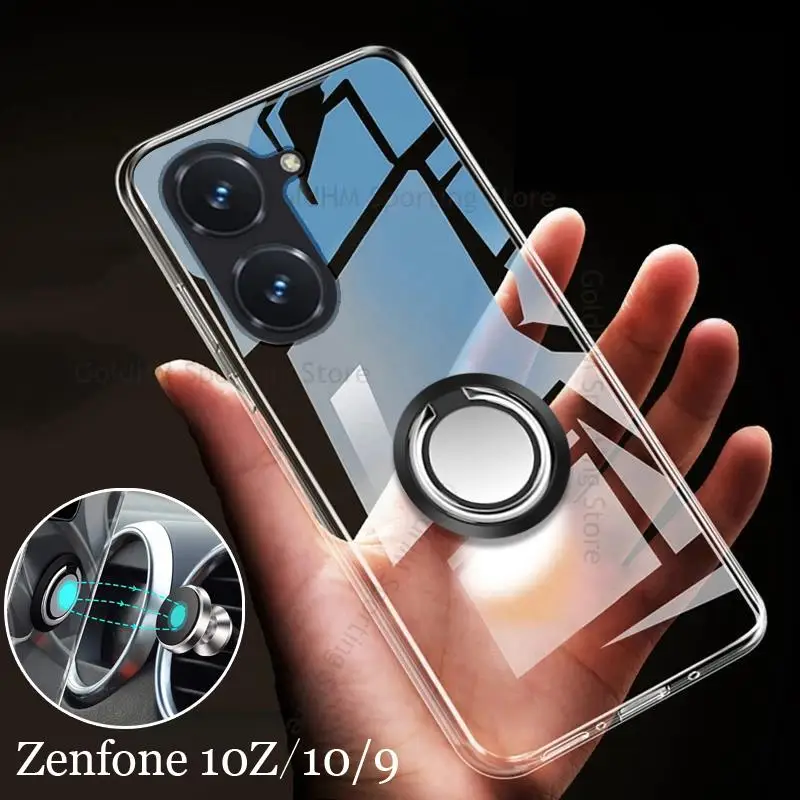 Capa Per Asus Zenfone 10 10Z Custodia In Silicone Morbido Trasparente In Cristallo Per Zenfone 9 9Z Custodia Per Anello Magnetico Per Zenfone 10 9