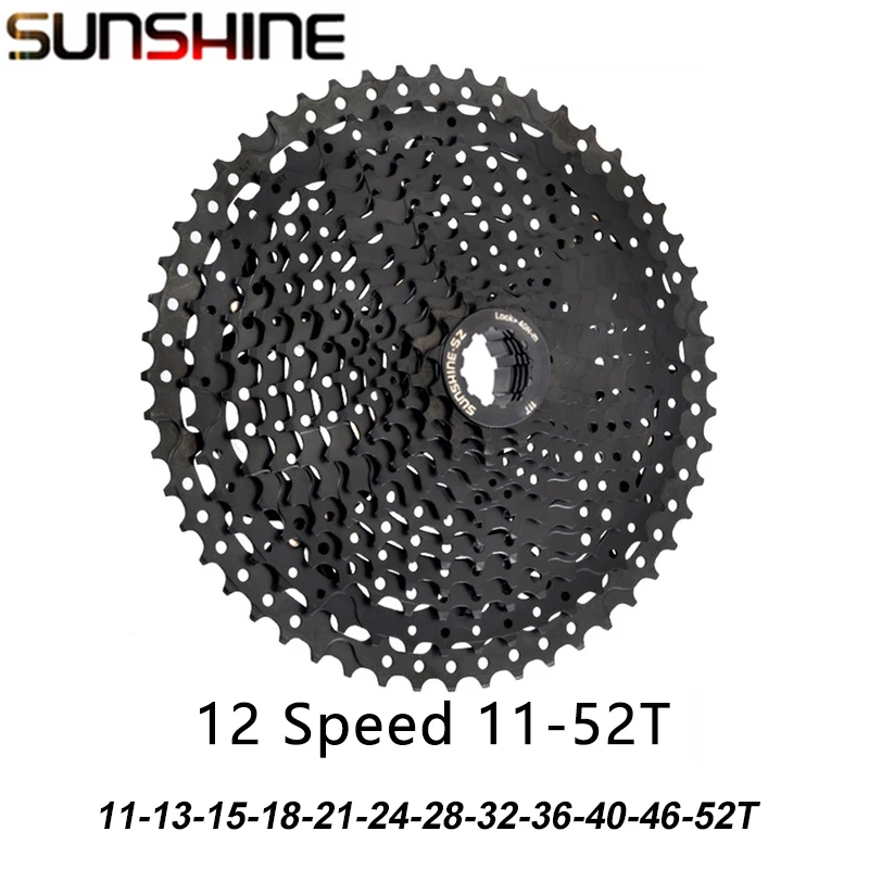 SUNSHINE Black Cassette 8S 9S 10S 11S 12S MTB Bike Road Bicycle Freewheel 11V 12V 42/46/50T 52T for M5100 M6100 M7100 HG Hub