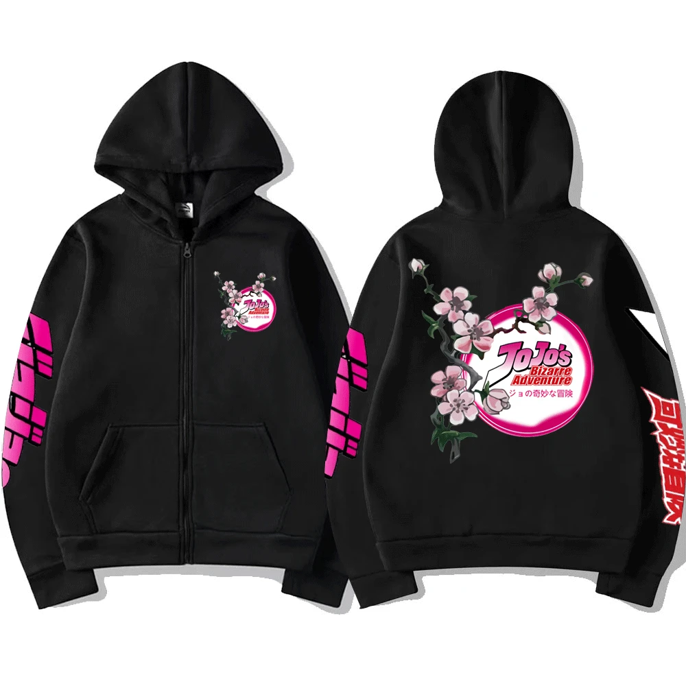 

Japanese Anime JoJo Bizarre Adventure Graphic Logo Print Hoodies Coat Men's Women's Casual Harajuku Streetwear Zipper Jacket