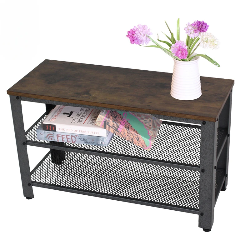 

industrial wind European creative multifunctional household door shoe stool shoe rack stainless steel iron mesh shoe rack spot.